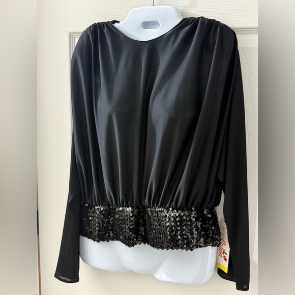 CARON CHICAGO Vintage Black Sequin Top - Picture 1 of 9